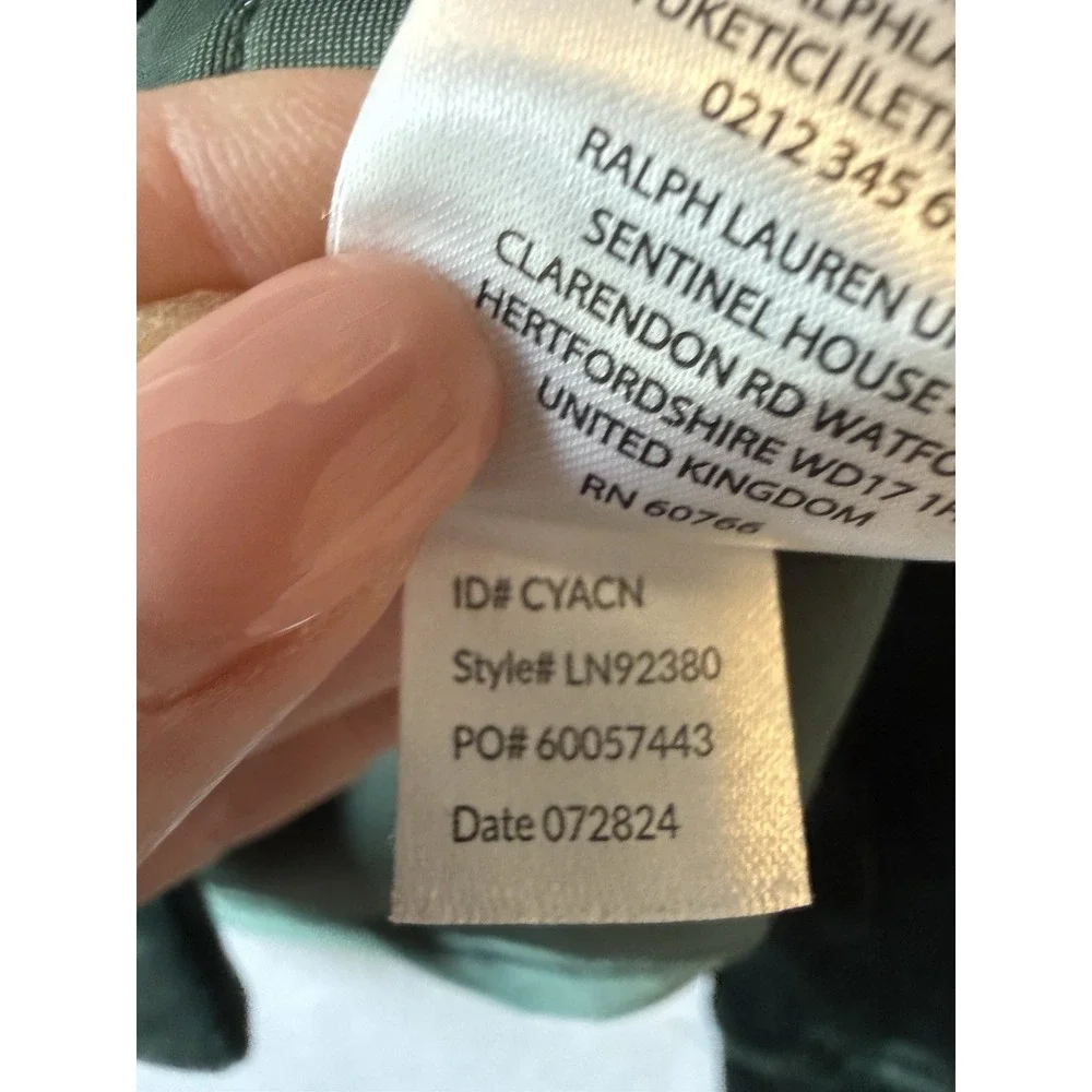 Lauren Ralph Lauren‎ Emerald Green Velvet Button Front Pajama Top Women's S Logo